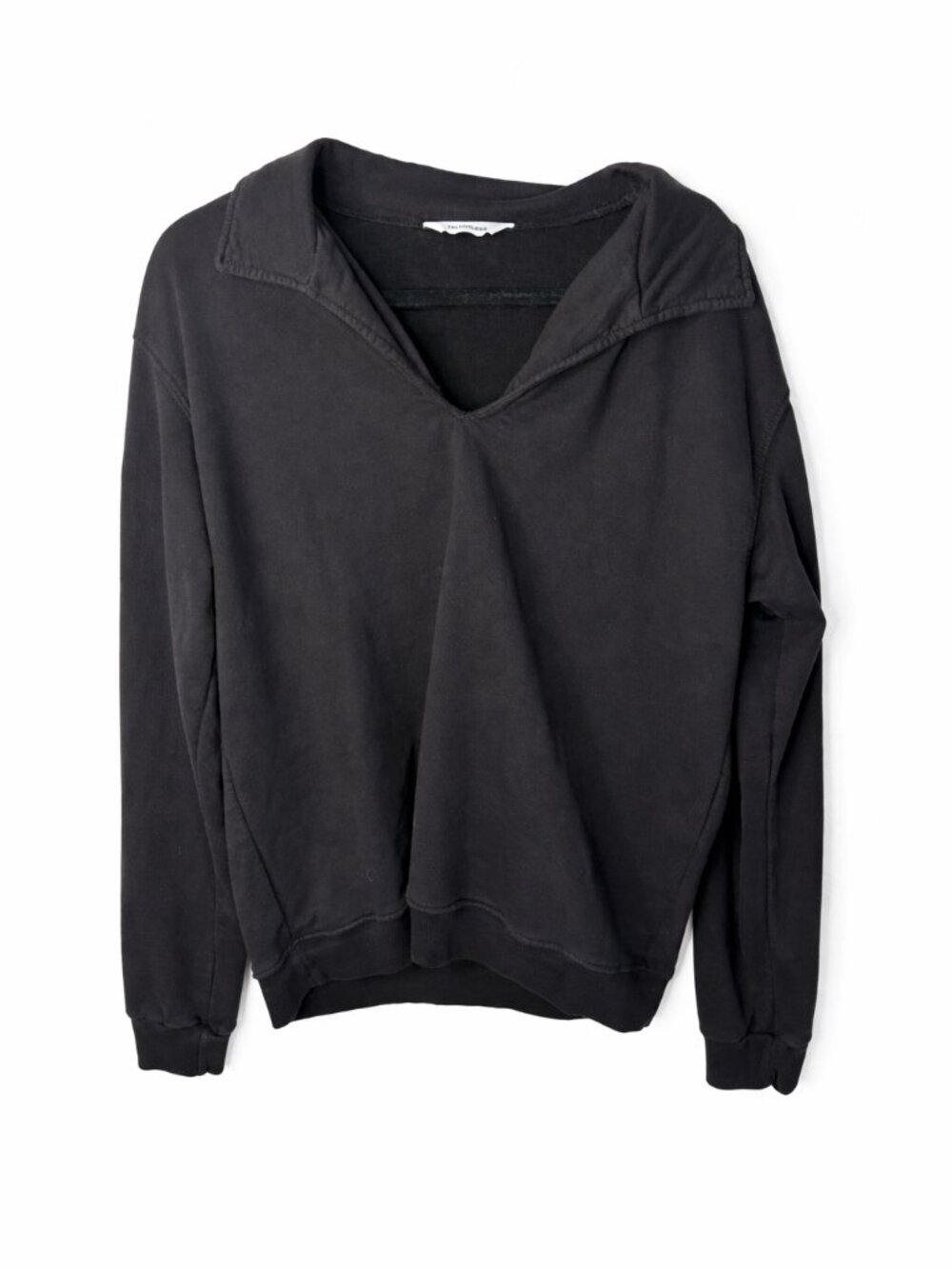 Talentless V-Neck Polo Sweatshirt Black Size Small Relaxed Minimalist Lounge Top